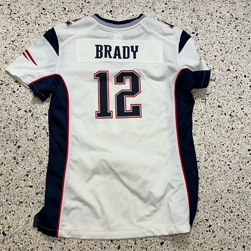 NFL Patriots white navy Tom Brady jersey small s On Field football 12